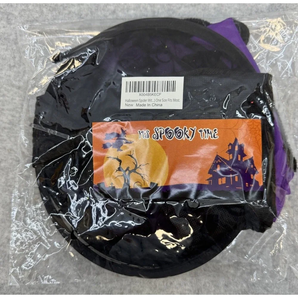 Lot of 2 Halloween Witch Hat Cosplay Purple Black Spider Black Lace Bat Spooky
